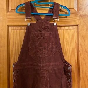 GAP Women’s Skinny Cord Overalls in Russet, LP
